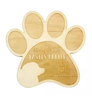 Chien de berger des Tatras, berger de Podhale - Sous-verre mug, sous-verre gravé avec chien, cadeau pour amoureux des chiens par la marque Art-Dog