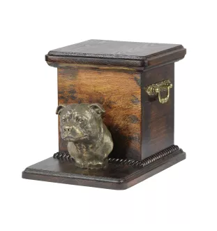 Staffordshire Bull Terrier, Staffy I - urn for dog ashes with a statuette, elegant urn for a dog, unique urn with a bust of a dog by Art-Dog brand
