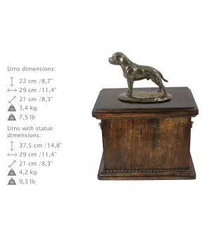 Staffordshire Bull Terrier, Staffie III - une urne pour les cendres d'un chien, une urne avec une statuette, une urne élégante de style classique de la marque Art-Dog