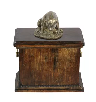 Staffordshire Bull Terrier, Staffordshire Bullterrier I eine Urne für die Asche des Hundes, eine Urne mit einer Statue, eine elegante Urne im klassischen Stil der Marke Art-Dog