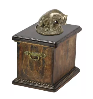 Staffordshire Bull Terrier urna ze statuetką drewniana Art-Dog