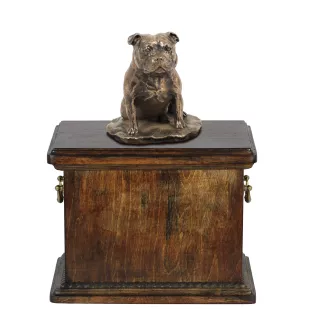 Staffordshire Bull Terrier urna ze statuetką drewniana Art-Dog