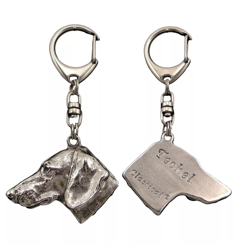 Dachshund Wire-haired, Wiener dog, Badger dog I - Silver-plated key ring with dog, handbag decoration, backpack pendant by Art-Dog brand