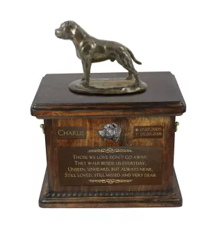 Staffordshire Bull Terrier, Staffy I - urn for dog ashes, urn with a statuette, personalized urn for dog ashes by Art-Dog brand