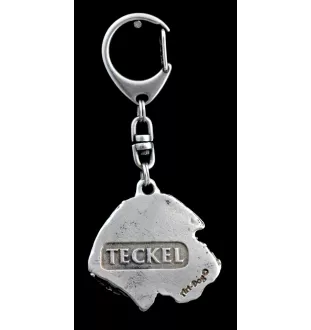 Dachshund Rauhhaar, Dackel, Teckel II - Versilberter Schlüsselanhänger mit Hund, Handtaschen-Dekoration, Rucksack-Anhänger der Marke Art-Dog