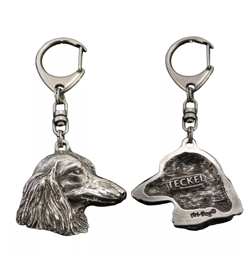 Dachshund Rauhhaar, Dackel, Teckel - Versilberter Schlüsselanhänger mit Hund, Handtaschen-Dekoration, Rucksack-Anhänger der Marke Art-Dog