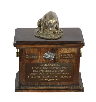 Staffordshire Bull Terrier, Staffy II - urn for dog ashes, urn with a statuette, personalized urn for dog ashes by Art-Dog brand
