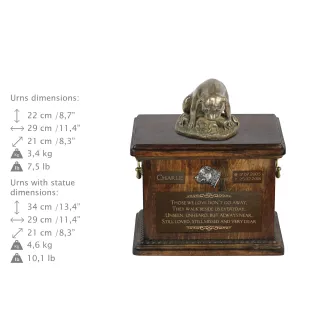 Staffordshire Bull Terrier, Staffy II - urn for dog ashes, urn with a statuette, personalized urn for dog ashes by Art-Dog brand