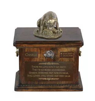 Staffordshire Bull Terrier, Staffy III - urn for dog ashes, urn with a statuette, personalized urn for dog ashes by Art-Dog brand