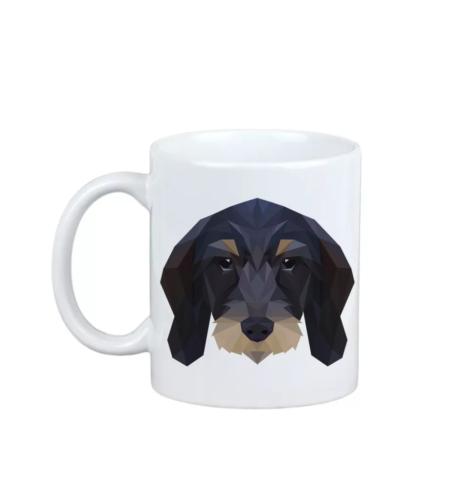 Teckel à poil dur - tasse avec une photo et un motif de chien géométrique Art-Dog