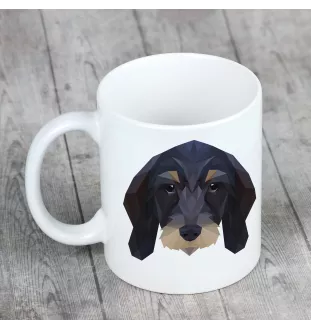 Drahthaariger Teckel - Becher mit einem Bild und dem Schriftzug geometrischer Hund Art-Dog
