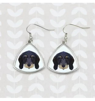Teckel Wirehaired - earrings with a picture and the inscription geometric dog Art-Dog