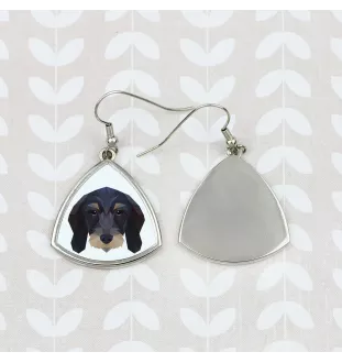Teckel Wirehaired - earrings with a picture and the inscription geometric dog Art-Dog