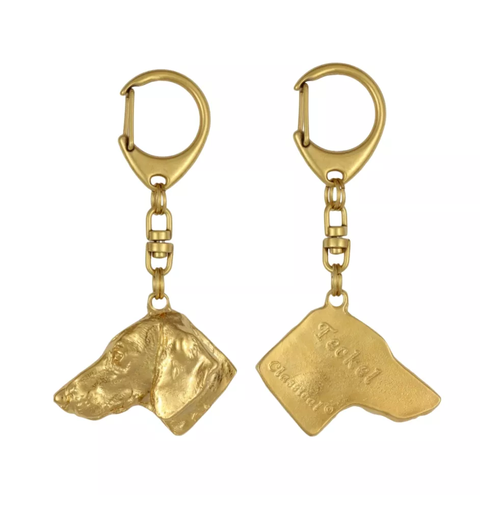 Dachshund Wire-haired, Wiener dog, Badger dog I - Gilded key ring with dog, handbag decoration, luxury accessory by Art-Dog brand