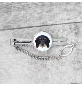 Teckel Wirehaired - geometric tie clip with a picture and inscription from Art-Dog