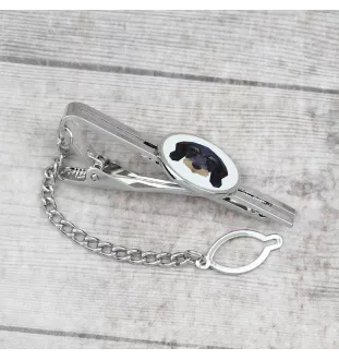 Teckel Wirehaired - geometric tie clip with a picture and inscription from Art-Dog