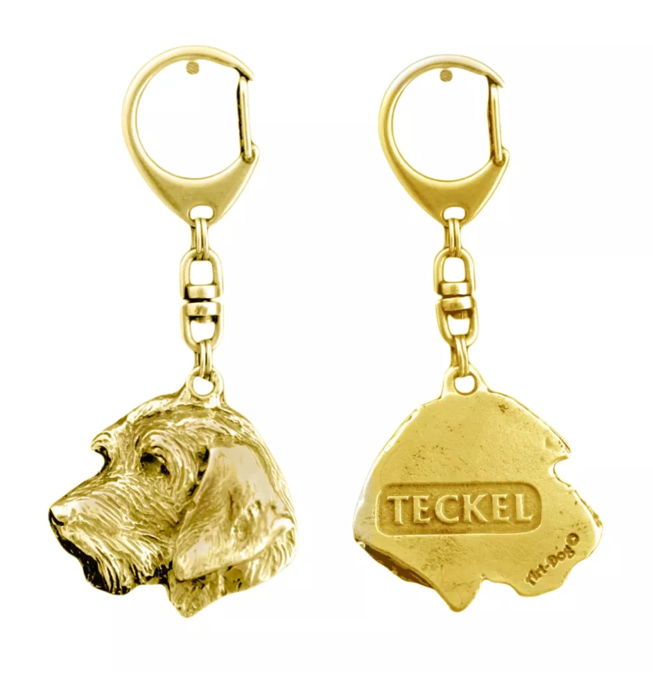 Teckel à poil dur, Chien-saucisse II - Porte-clés doré avec chien, décoration de sac à main, accessoire de luxe de la marque Art-Dog