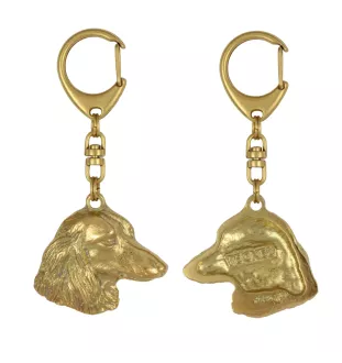 Dachshund Wire-haired, Wiener dog, Badger dog - Gilded key ring with dog, handbag decoration, luxury accessory by Art-Dog brand