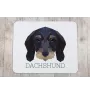 Drahthaariger Teckel - geometrisches Mauspad mit Bild und Aufschrift von Art-Dog