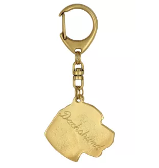 Dachshund Wire-haired, Wiener dog, Badger dog III - Gilded key ring with dog, handbag decoration, luxury accessory by Art-Dog brand