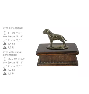 Staffordshire Bull Terrier, Staffy - urn for dog ashes, classic urn with a statuette, elegant urn with a dog by Art-Dog brand