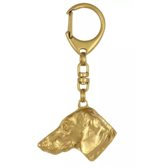 Dachshund Wire-haired, Wiener dog, Badger dog I - Gilded key ring with dog in gift box, handbag decoration, luxury accessory by Art-Dog brand