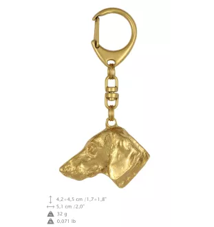 Dachshund Wire-haired, Wiener dog, Badger dog I - Gilded key ring with dog in gift box, handbag decoration, luxury accessory by Art-Dog brand