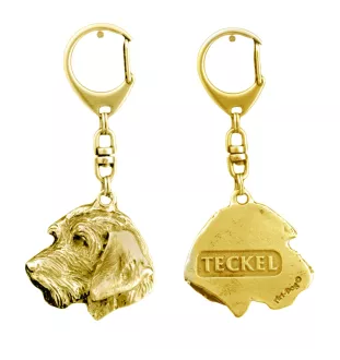 Dachshund Rauhhaar, Dackel, Teckel II - Vergoldeter Schlüsselanhänger mit Hund in Geschenkbox, Handtaschen-Dekoration, Luxus-Accessoire der Marke Art-Dog