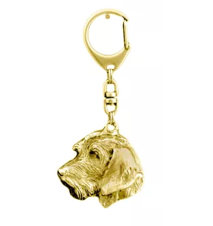 Dachshund Wire-haired, Wiener dog, Badger dog II - Gilded key ring with dog in gift box, handbag decoration, luxury accessory by Art-Dog brand