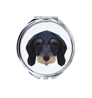 Drahthaariger Teckel - Spiegel mit Foto und geometrischem Aufdruck der Marke Art-Dog