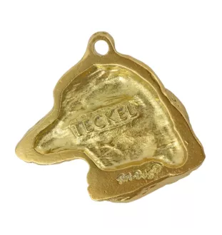 Dachshund Rauhhaar, Dackel, Teckel - Vergoldeter Schlüsselanhänger mit Hund in Geschenkbox, Handtaschen-Dekoration, Luxus-Accessoire der Marke Art-Dog