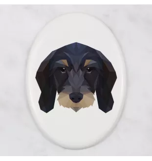 Teckel Wirehaired - a plate with a geometric design and the brand name Art-Dog
