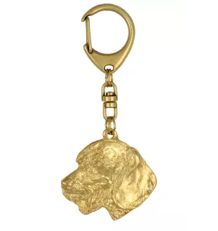 Dachshund Wire-haired, Wiener dog, Badger dog III - Gilded key ring with dog in gift box, handbag decoration, luxury accessory by Art-Dog brand