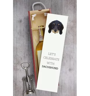 Drahthaariger Teckel - geometrische Box mit einem Bild und Schriftzug für Wein der Marke Art-Dog