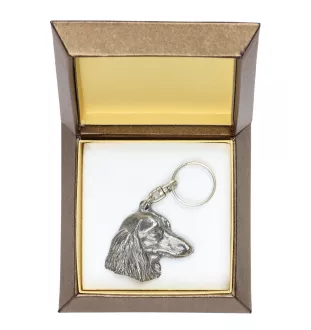 Dachshund Wire-haired, Wiener dog, Badger dog - Silver-plated pendant with a dog in a decorative box, handbag decoration, backpack pendant by Art-Dog brand
