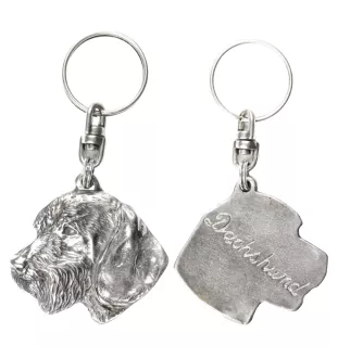 Teckel à poil dur, Chien-saucisse III - Pendentif argenté avec un chien dans une boîte décorative, décoration de sac à main, pendentif de sac à dos par la marque Art-Dog