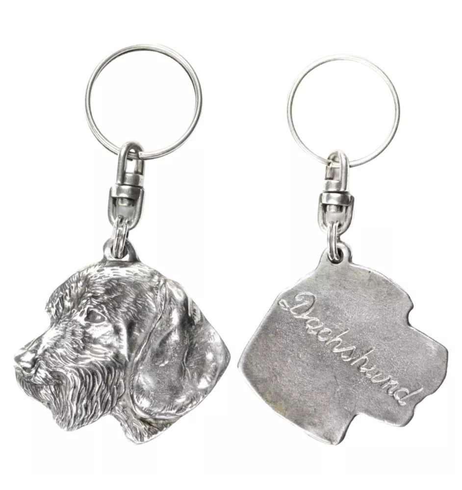 Dachshund Wire-haired, Wiener dog, Badger dog III - Silver-plated pendant with a dog in a decorative box, handbag decoration, backpack pendant by Art-Dog brand