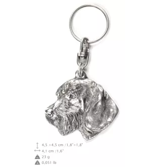 Teckel à poil dur, Chien-saucisse III - Pendentif argenté avec un chien dans une boîte décorative, décoration de sac à main, pendentif de sac à dos par la marque Art-Dog