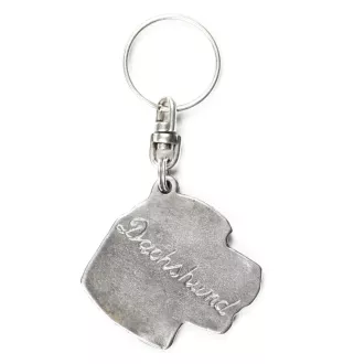 Teckel à poil dur, Chien-saucisse III - Pendentif argenté avec un chien dans une boîte décorative, décoration de sac à main, pendentif de sac à dos par la marque Art-Dog