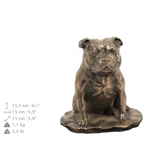Staffordshire Bull Terrier, Staffy I - urn for dog ashes, personalized urn with a statue, wooden urn with a dog by Art-Dog brand