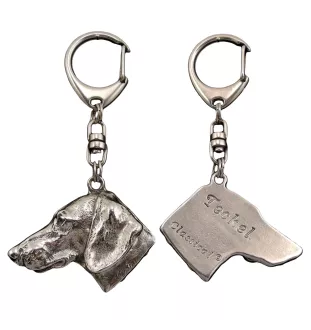 Teckel à poil dur, Chien-saucisse I - Porte-clés argenté avec un chien dans une boîte cadeau, décoration de sac à main, pendentif de sac à dos par la marque Art-Dog