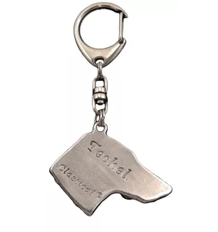 Teckel à poil dur, Chien-saucisse I - Porte-clés argenté avec un chien dans une boîte cadeau, décoration de sac à main, pendentif de sac à dos par la marque Art-Dog