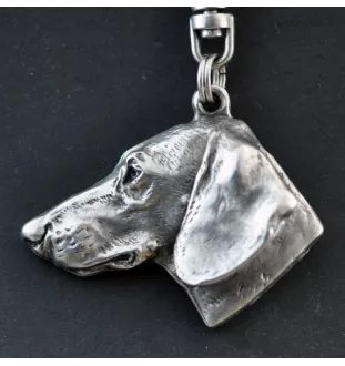 Dachshund Wire-haired, Wiener dog, Badger dog I - Silver-plated key ring with a dog in a gift box, handbag decoration, backpack pendant by Art-Dog brand