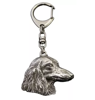 Dachshund Wire-haired, Wiener dog, Badger dog - Silver-plated key ring with a dog in a gift box, handbag decoration, backpack pendant by Art-Dog brand