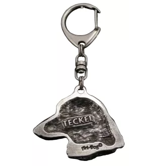 Teckel à poil dur, Chien-saucisse - Porte-clés argenté avec un chien dans une boîte cadeau, décoration de sac à main, pendentif de sac à dos par la marque Art-Dog