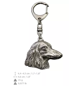 Dachshund Wire-haired, Wiener dog, Badger dog - Silver-plated key ring with a dog in a gift box, handbag decoration, backpack pendant by Art-Dog brand