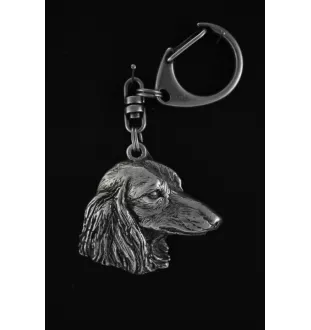 Dachshund Wire-haired, Wiener dog, Badger dog - Silver-plated key ring with a dog in a gift box, handbag decoration, backpack pendant by Art-Dog brand