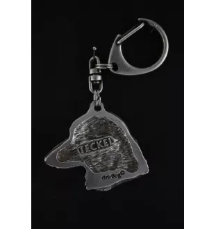 Dachshund Wire-haired, Wiener dog, Badger dog - Silver-plated key ring with a dog in a gift box, handbag decoration, backpack pendant by Art-Dog brand