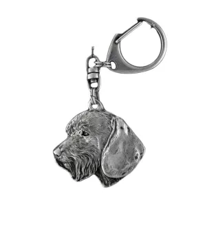 Dachshund Rauhhaar, Dackel, Teckel III - Versilberter Schlüsselanhänger mit Hund in einer Geschenkbox, Handtaschenschmuck, Rucksackanhänger der Marke Art-Dog