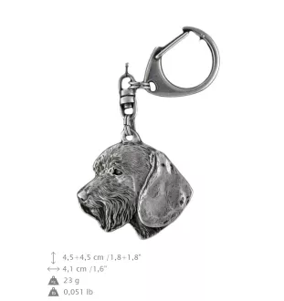 Teckel à poil dur, Chien-saucisse III - Porte-clés argenté avec un chien dans une boîte cadeau, décoration de sac à main, pendentif de sac à dos par la marque Art-Dog